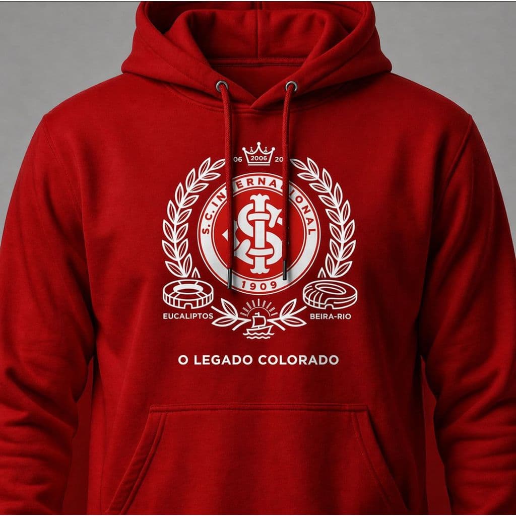 Moletom Masculino Time Gaucho Colorado Confortável Blusa de Frio Torcedor Colorado Time Brasileiro Inter Esportivo