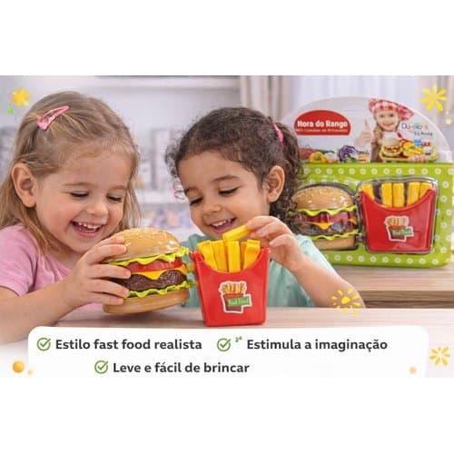 Kit Comidinha Infantil Brinquedo Hambúrguer Batata Macdonalds Cozinha Faz De Conta