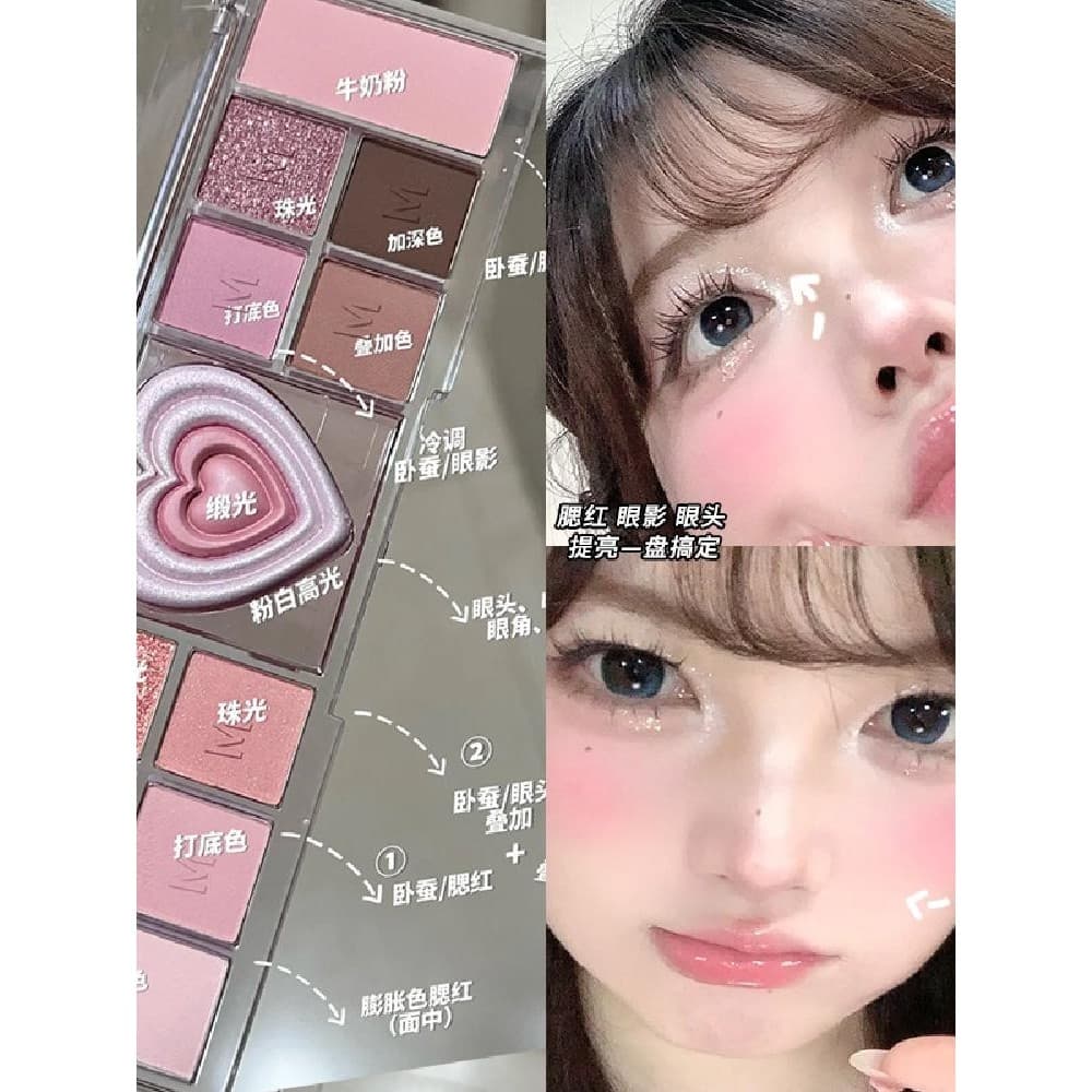 Sweet Girl's Fast Falling Ruthlessmente Pinched ~ Pink Love Eyeshadow Palette Diamante Fino Piscando Puro Desejo Blush D