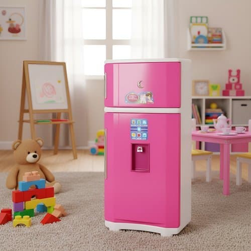Geladeira Infantil Princesa Rosa e Branca Brinquedo Duplex