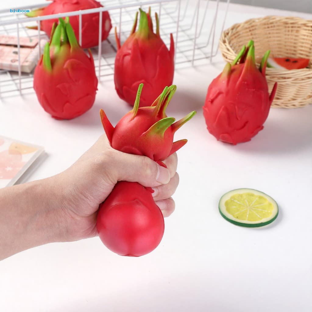 1 or 2 Pcs Dragon Fruit Squeeze Toy Stress Relief Soft Stretchy Sensory Shape Squishy for Home Office Desk Kids and Adul