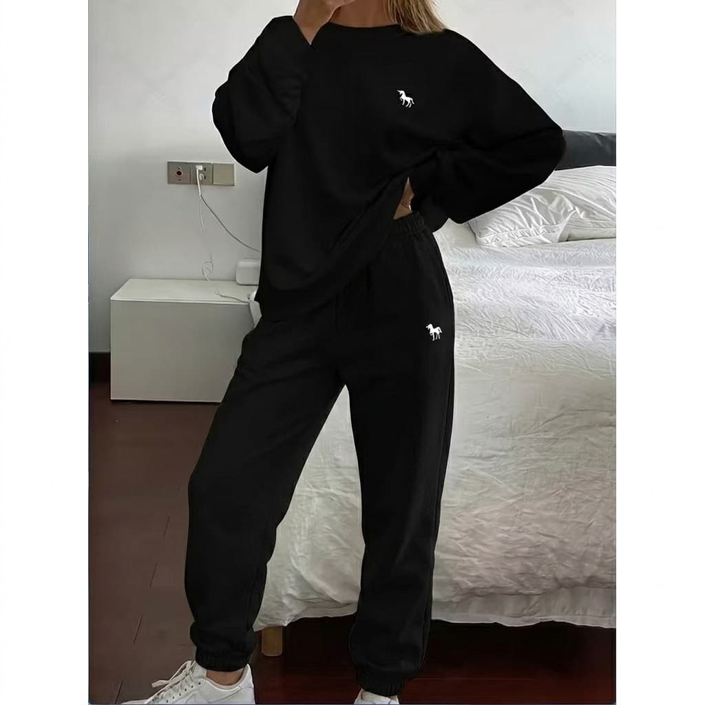 Conjunto Moletom Careca Feminino Unicórnio Blusa De Frio + Calça Moletom Estampados Unissex Outono/Inverno