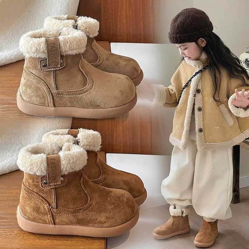 Meninas botas de algodão 2025 inverno novo estilo crianças velo-velo quente botas de neve meninas Retro grande algodão A