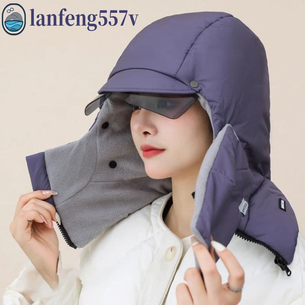 LANFENG Chapéu De Inverno Quente , Protetor De Orelha À Prova De Frio , Pescoço Máscara De Esqui Vento Caminhadas