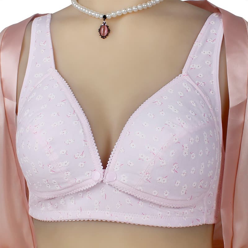 Primavera verão estilo fino sem fio gravidez fivela frontal sutiã de enfermagem fresco Floral tamanho grande mãe confina