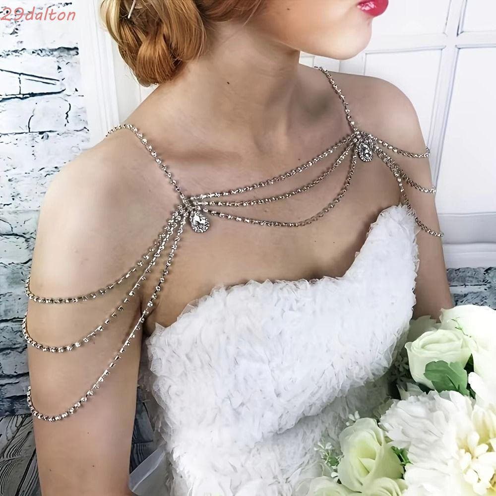 DALTON Bling Corpo Corrente , Luxo Retro Borla Strass De Ombro , Na Moda Multi-Camada Ajustável Destacável Clavícula Nup
