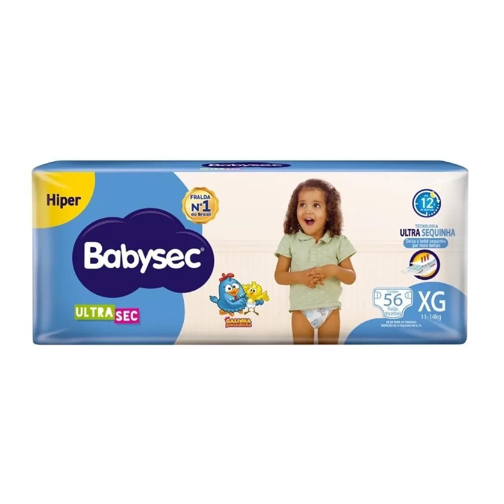 Fralda Babysec Hiper Galinha Pintadinha XG 56 Unidades