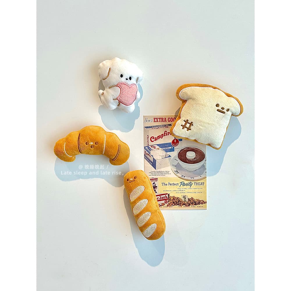 Super bonito estilo japonês pequeno pão Retro expressão Baguette geladeira adesivo decorativo buraco placa boneca de pel