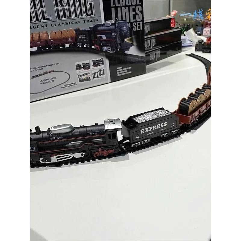 Simulação elétrica Retro pequeno trem conjunto pista estacionamento modelo de vapor de alto trilho brinquedo das criança