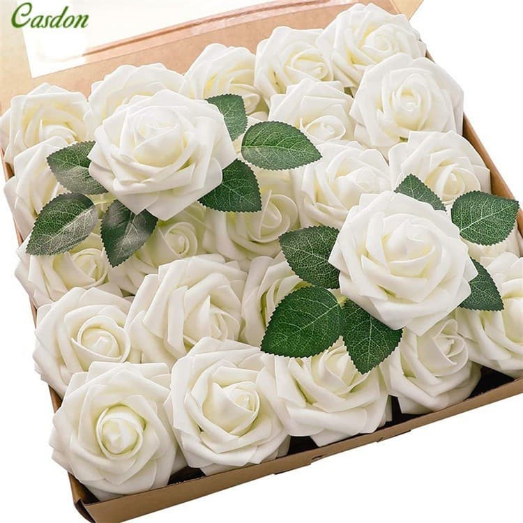 25 buquês de rosas artificiais estilo europeu, 8 cm, decoração floral, CasdonHome LVGZ
