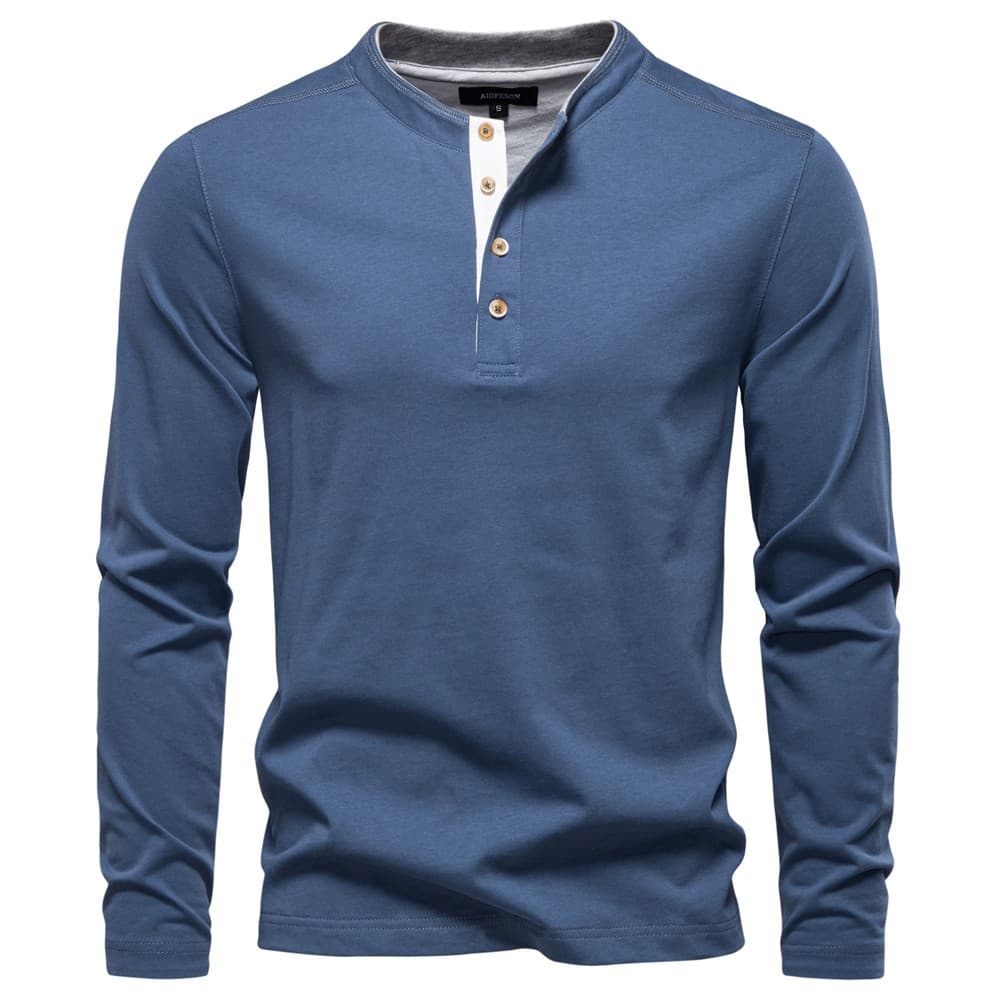 Camiseta Masculina de Manga Longa 2026, Casual para Negócios, em Blocos de Cores, Ajuste Slim, Básica, de Algodão Elásti
