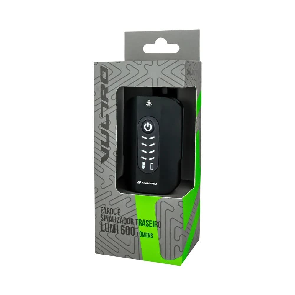 Farol Bike Vultro Lumi 600 Lúmens com Luz Traseira