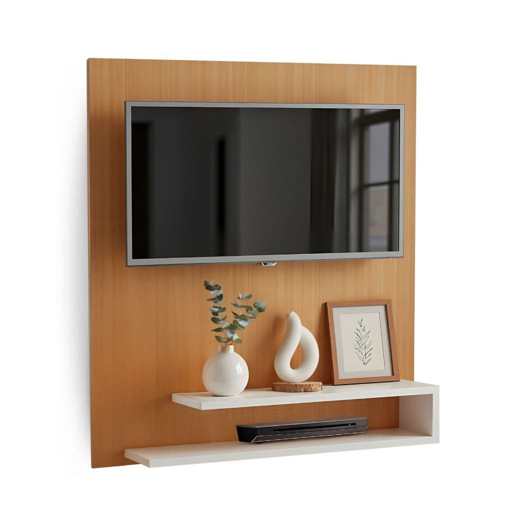 Painel TV 32 Polegadas Com Prateleira Decorativo Sala Moderna Apartamento Casa Compacto NIPPO