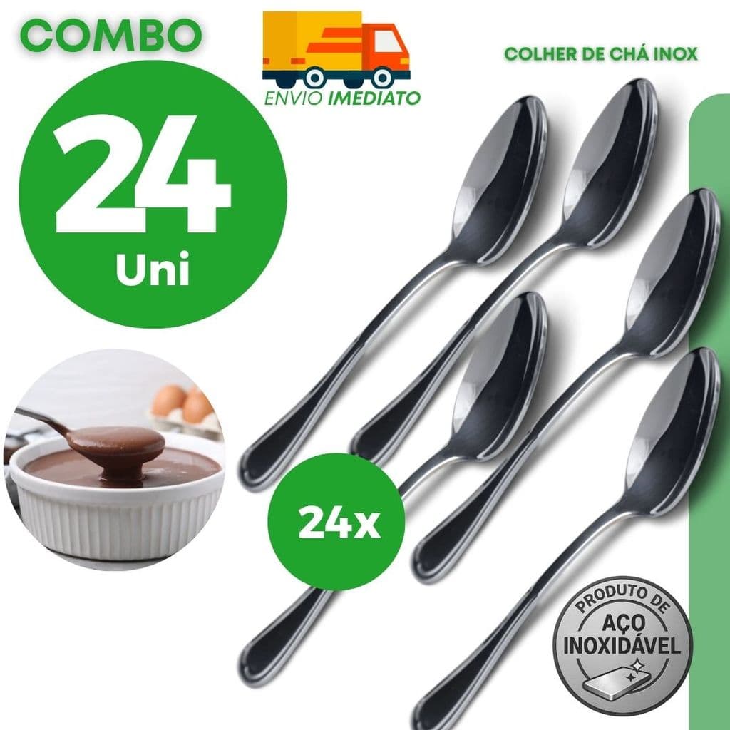 Conjunto Colher Aço Inoxidável Chá Café Sobremesa Casa Família Casal Açúcar Mel Chef Profissional Elegante