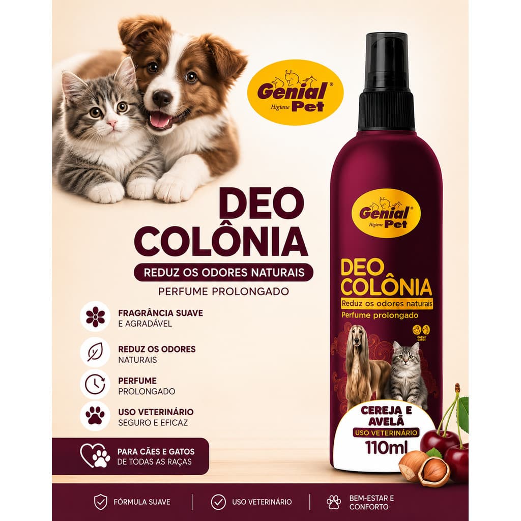 Colônia Cereja Avelã Para Pet Cães Gatos Deo Colonia 110ml