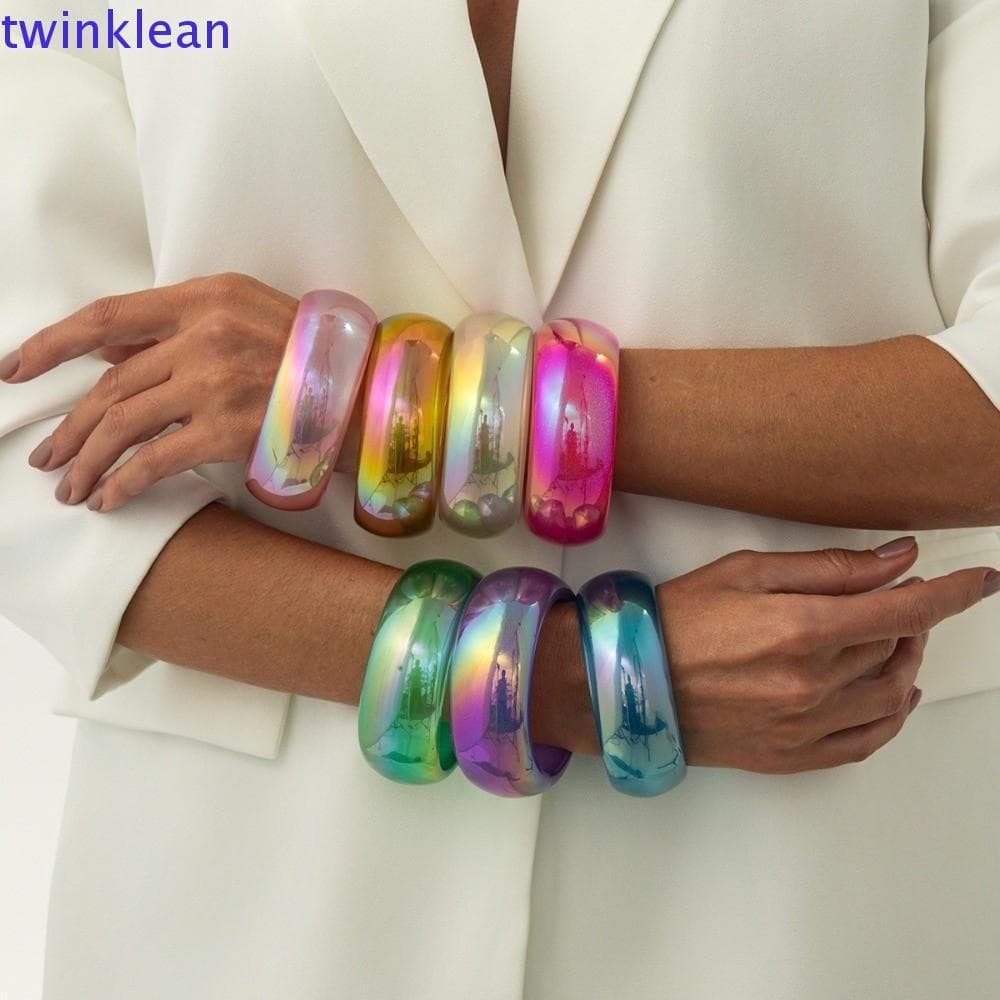 Pulseiras A Laser TWINKLEAN , Criativas De Resina Colorida Transparente , 7 Estilos De Grossas