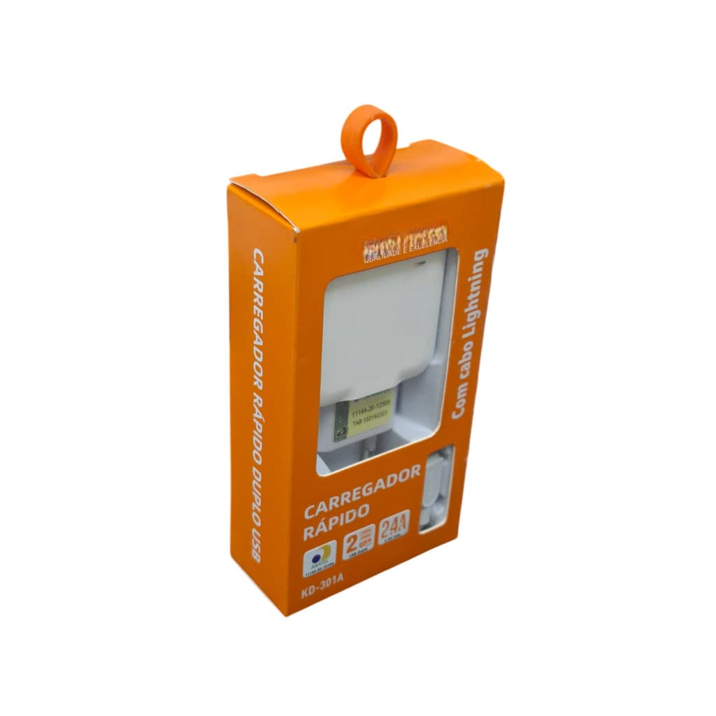 Carregador Duas Entradas Usb Cabo Compatível Iphone Branco