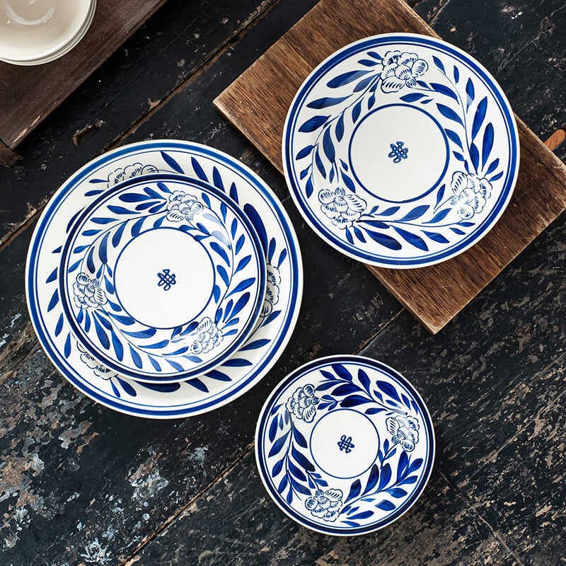Prato de cerâmica azul branco pintado à mão, Hotel, restaurante, prato de sopa de cerâmica, Xiangcai, tigela pequena, ta