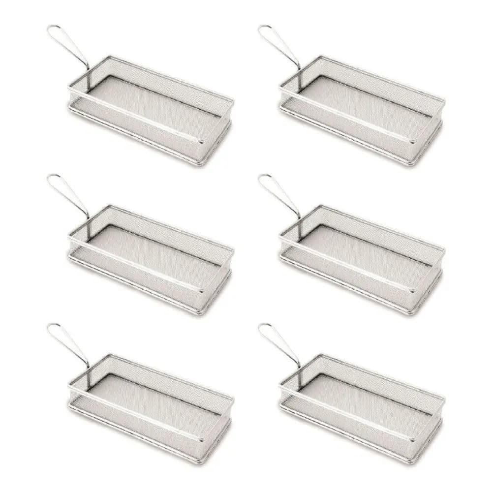 Kit 6 Cesta Alça Para Servir Batata Frita Hamburguer Gourmet