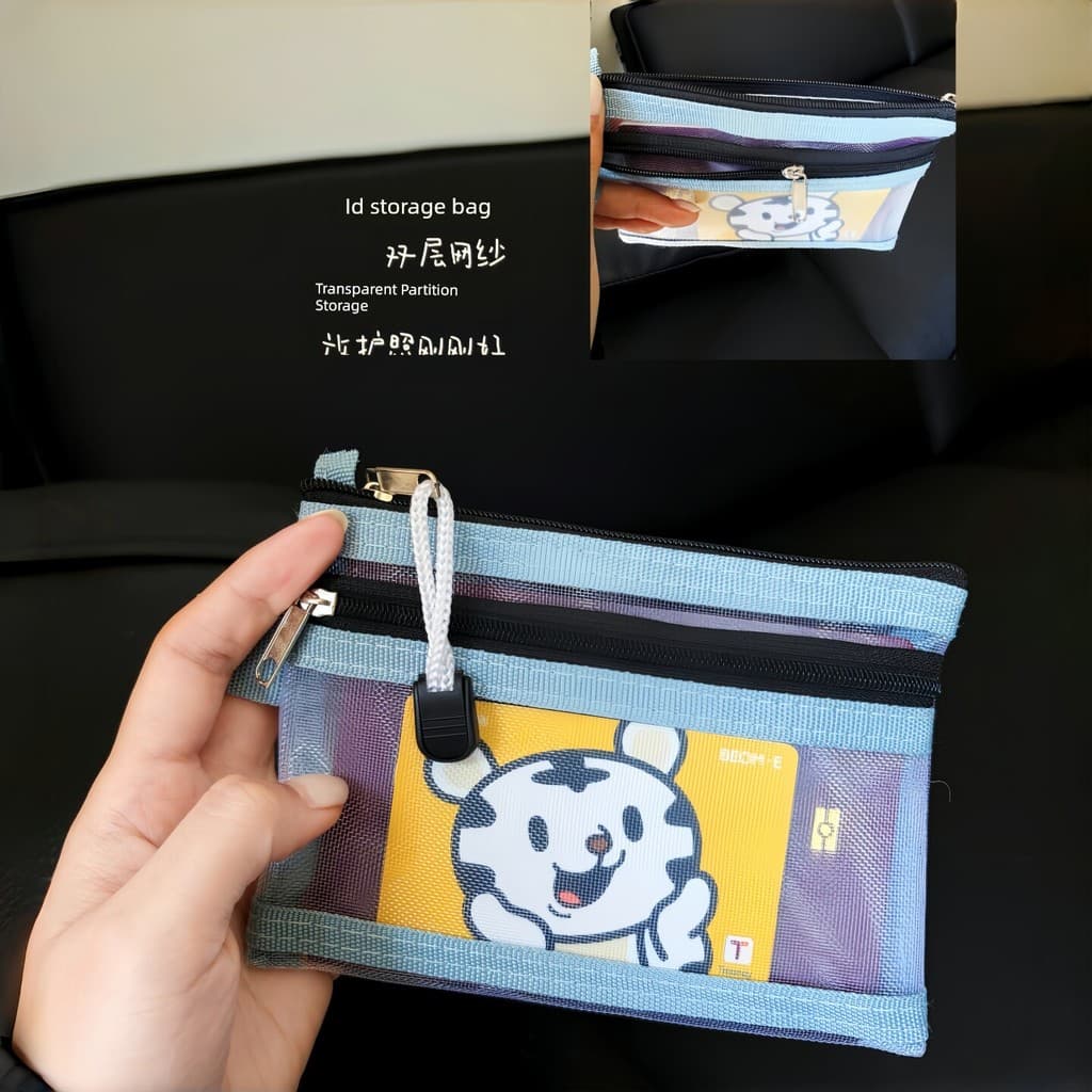 Porta-passaporte porta-cartões de camada dupla, bolsa de armazenamento de documentos, carteira de viagem, bolsa de docum