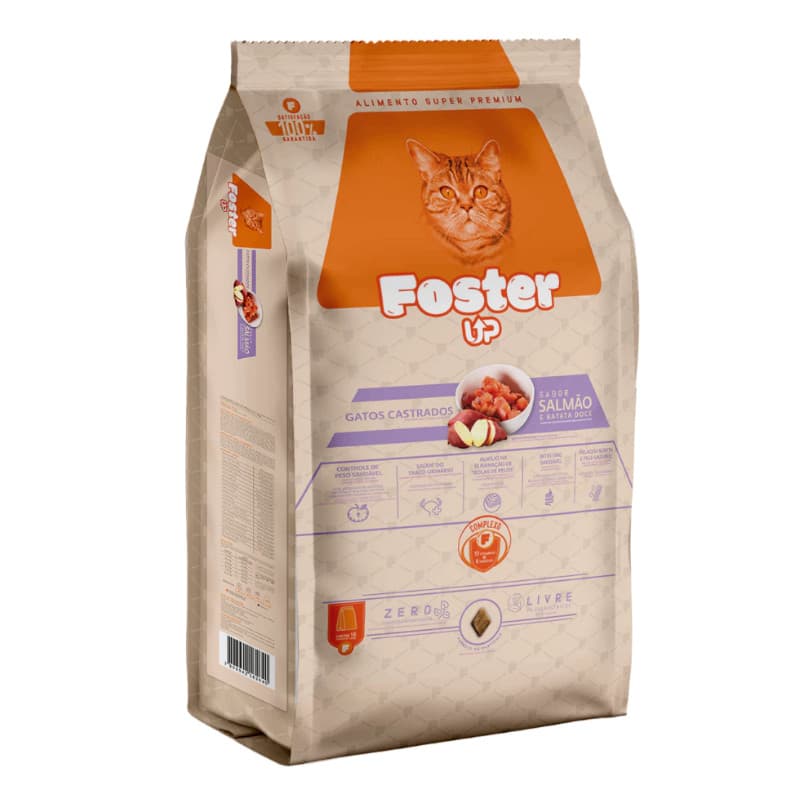 Ração Foster Up Super Premium Gato Castrado Salmão Batata Doce 1kg Envio Imediato