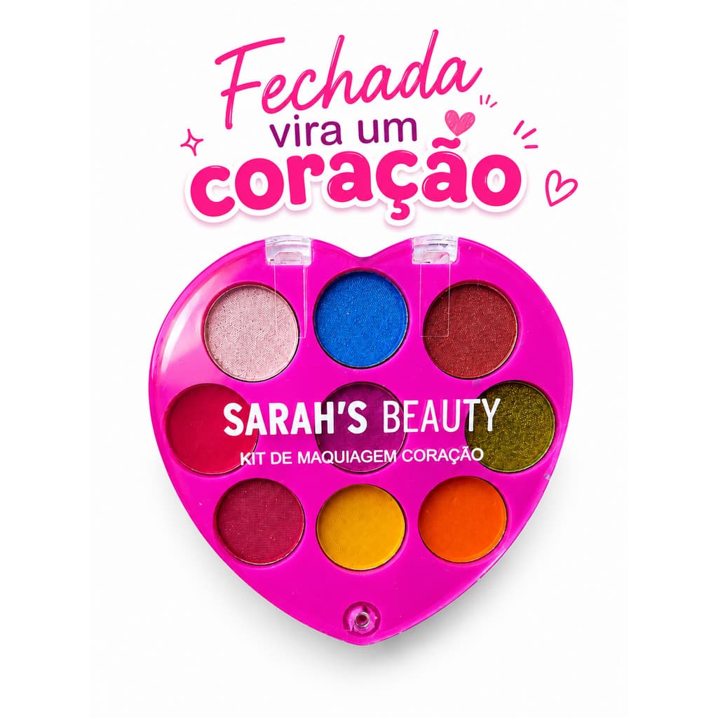kit de Maquiagem infantil criança coração paleta sonho de menina princesa presente aniversário Sombras blush batom