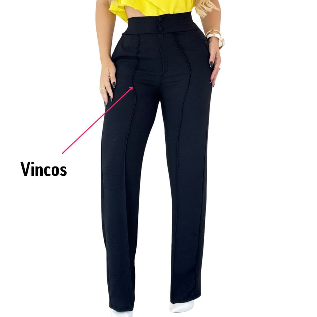 Calça Feminino  Alfaiataria Cintura Alta Elegante e Confortável Premium
