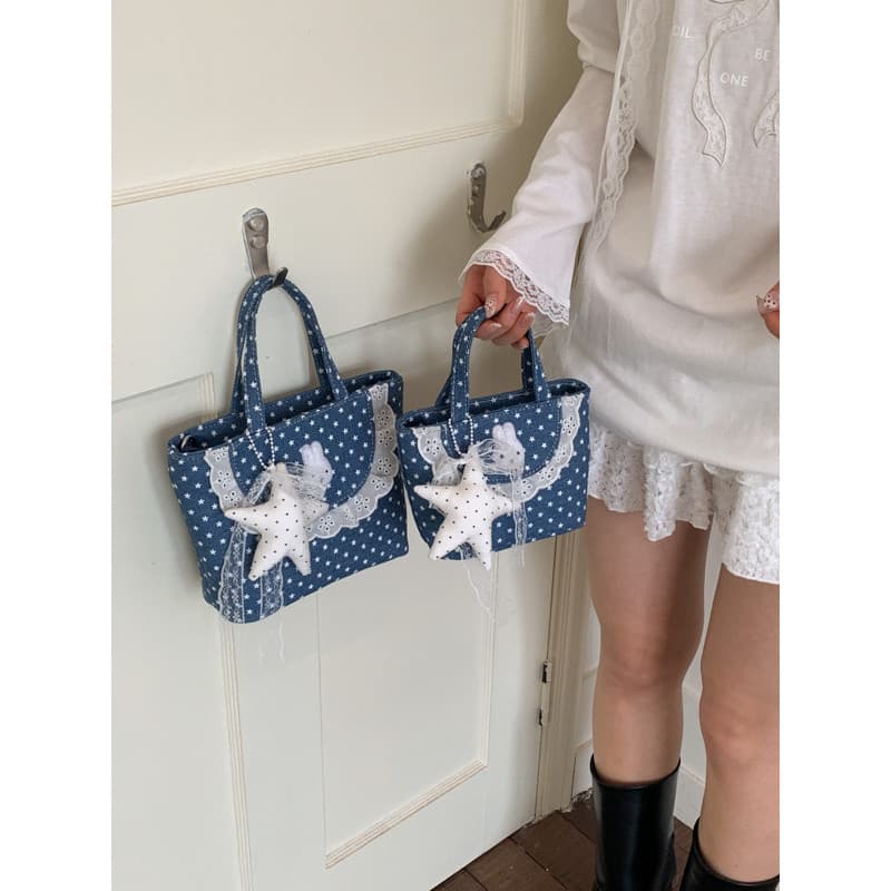 2026 novo estilo francês menina renda Denim saco High-End nicho pérola bolsa Crossbody Mini pequeno saco feminino