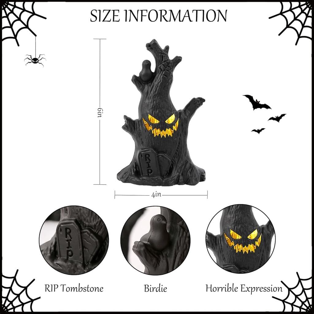 Árvore De Halloween , Decorações Assustadoras Luz Noturna , Decoração De Bandeja Em Camadas De Outono , Luzes De Interna