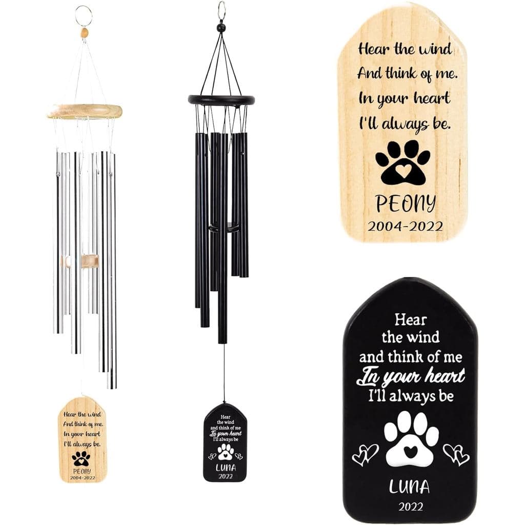 Sino de Vento Personalizado para Lembrança de Animais de Estimação, Nome Personalizado de Cão ou Gato para Aniversário,