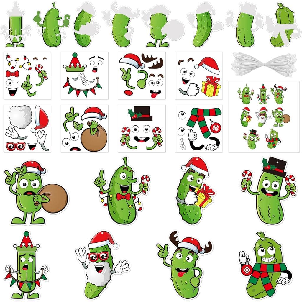 BeYumi Kit de Pepino de Natal - 123 Peças Kit de Pepino de Natal DIY para Fazer Enfeites Suspensos, Crie Sua Própria Dec