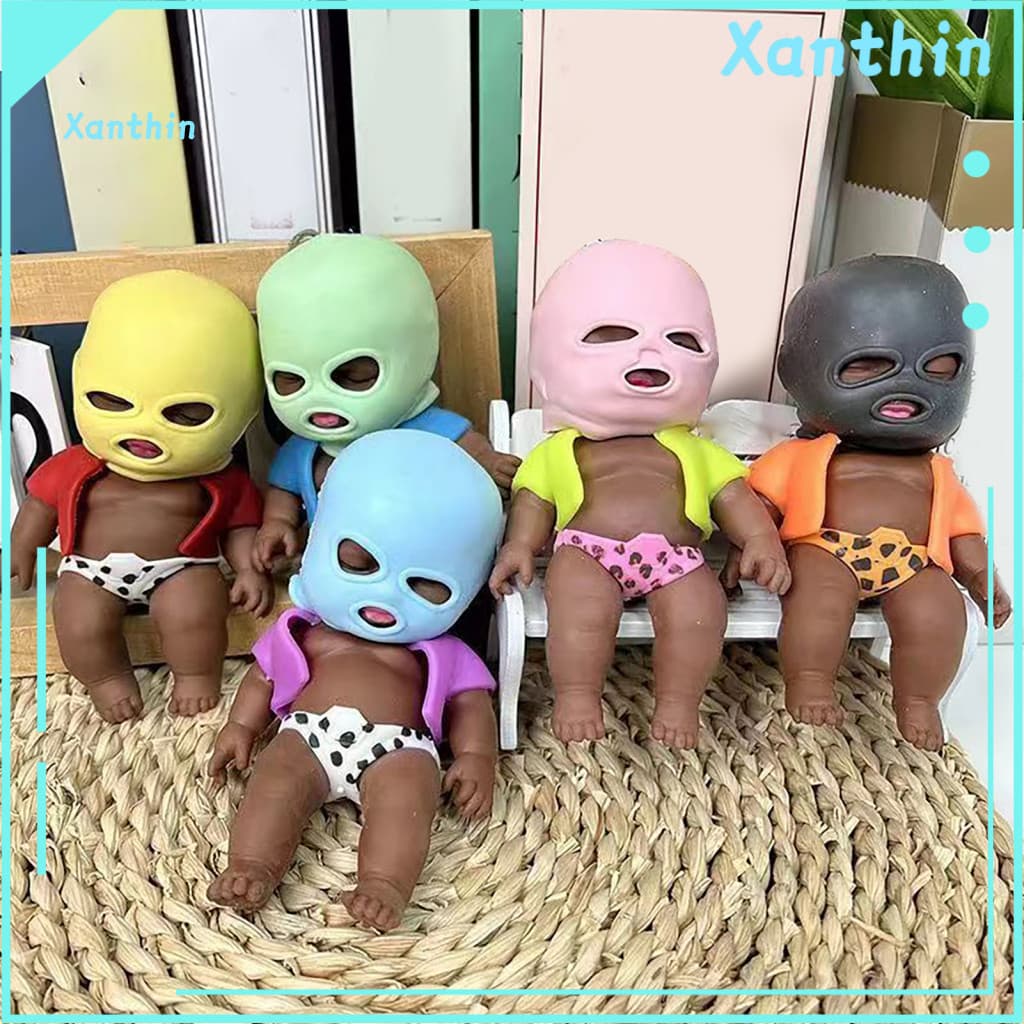 Office Desk Stress Toy Babies Relief Baby with Face Guard Soft Stretchy Anxiety Squeeze Ball Hand Relaxation Fidget for