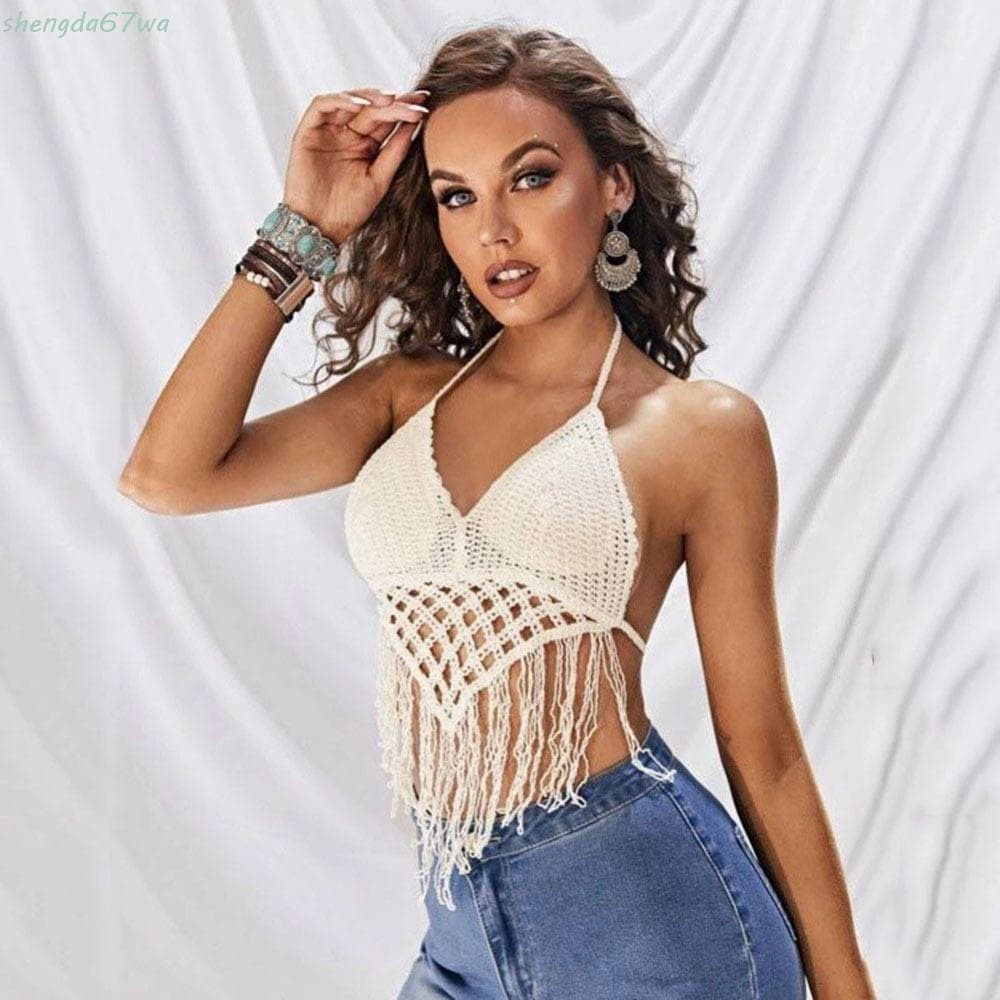 SHENGDA Regatas De Biquíni Com Almofada No Peito Estilo Boho Casual Doce Sem Mangas Costas Festa Praia Sutiã Feminino