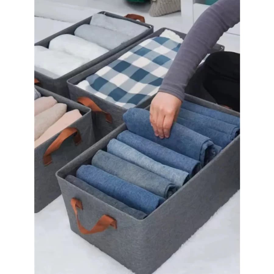 Kit Cesto Caixa Organizador de Guarda Roupas Reforçado para Armazenar Multiuso Rígido Preta