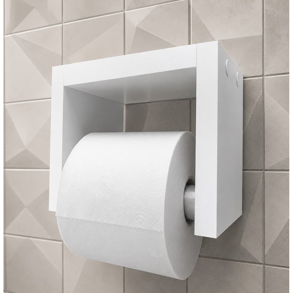 Suporte De Papel Higiênico Mdf Branco Para Banheiro Decorativo Prático alta qualidade  100% MDF