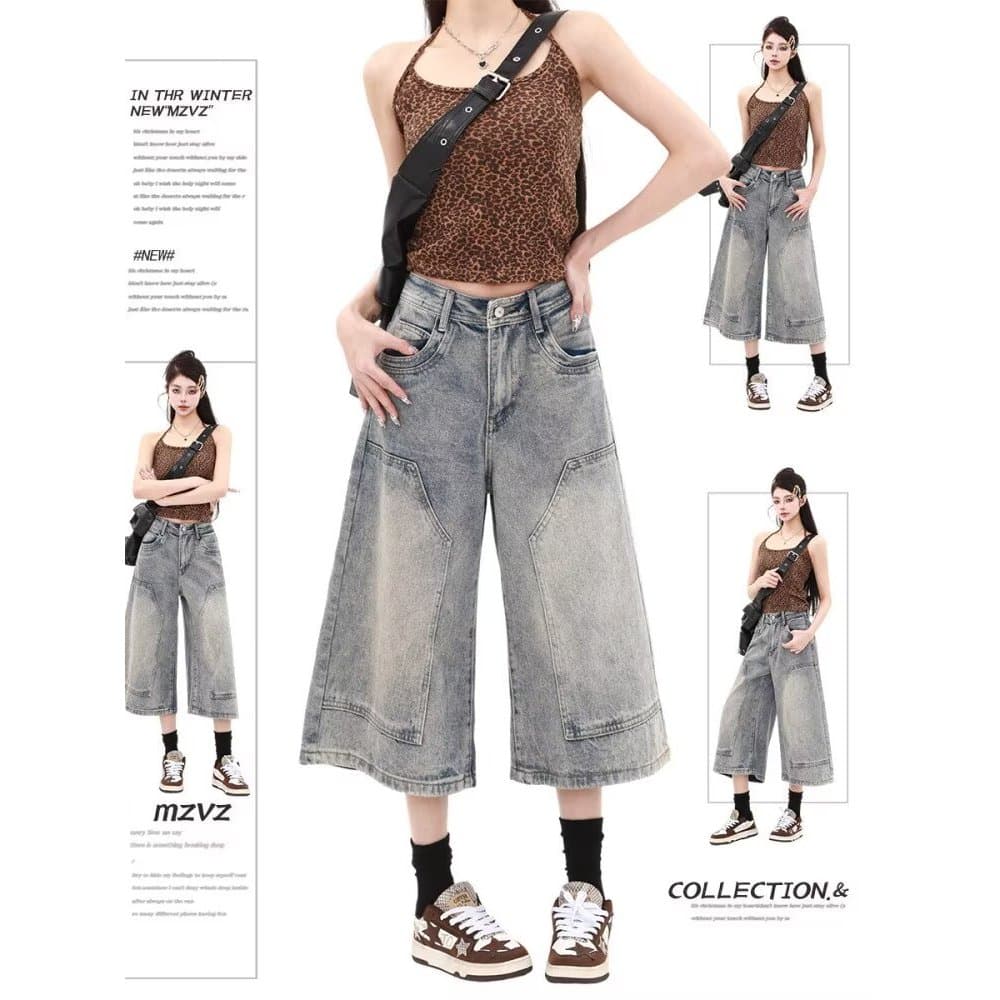 American Retro Street Denim Shorts Homens Angustiados Calças Retas de Perna Larga Mulheres