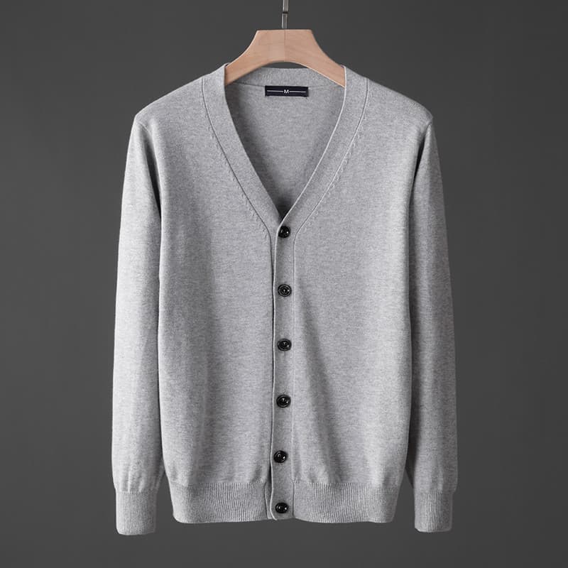 2026 outono com decote em V fino ajuste de malha Cardigan camisola masculina juventude versão coreana cor sólida interio