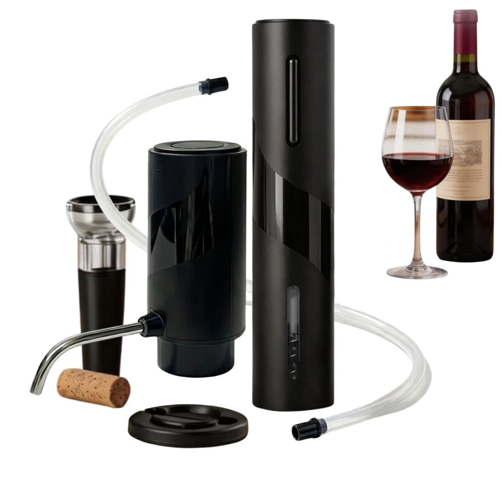 Kit abridor de Vinho Elétrico Saca Rolha Automatico Recarregável USB Acompanha Acessórios Abridor de Garrafas portátil