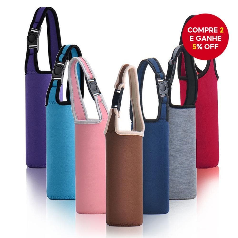 Bolsa Térmica para Garrafa de Água Portátil, Suporte para Copo, Caixa Roller em Cor Sólida
