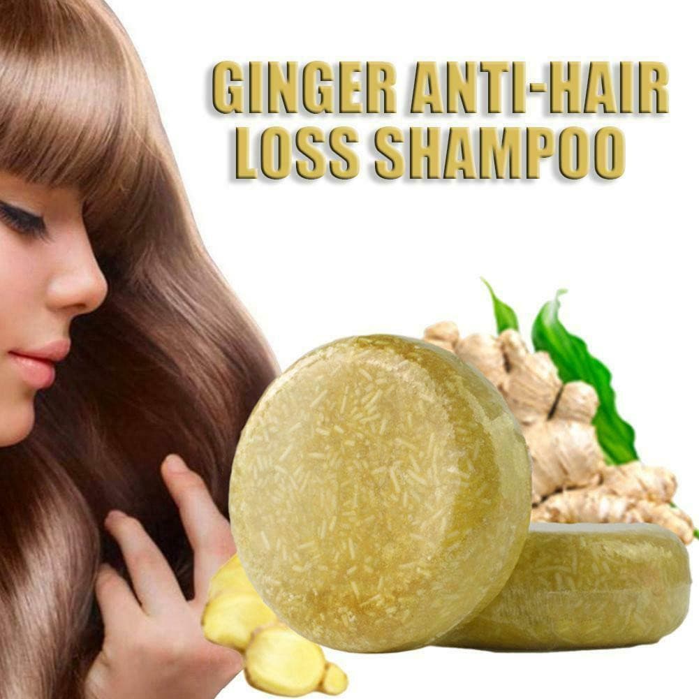 Shampoo Orgânico de Gengibre Anti-Queda de Cabelo (com sabão e ingredientes promotores do crescimento capilar) 60g