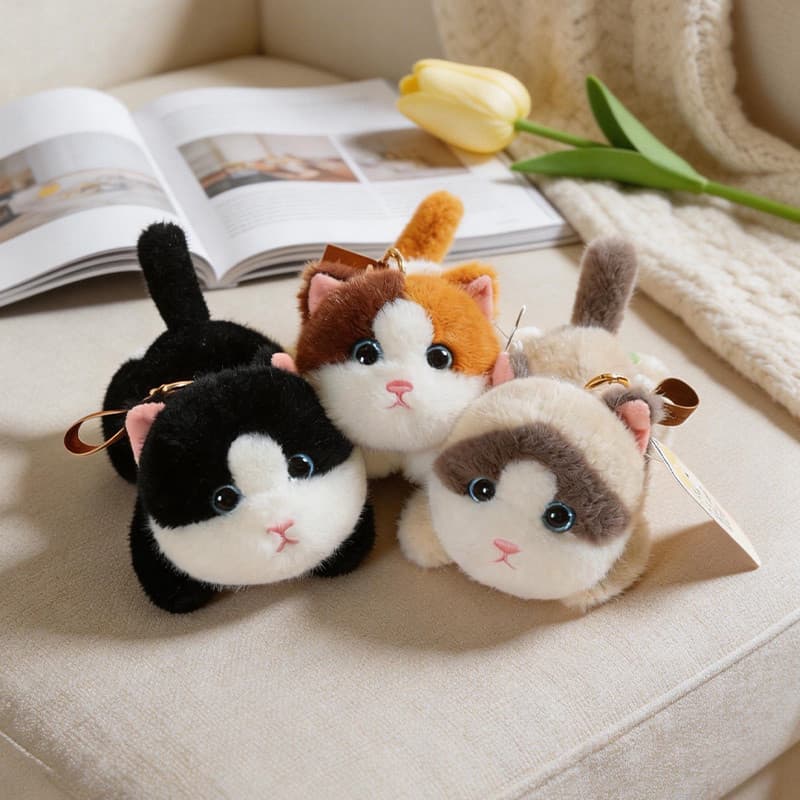 Simulação transfronteiriça ouro gradiente gato boneca Sanhua gato vaca brinquedo de pelúcia pequena vaca gato boneca com