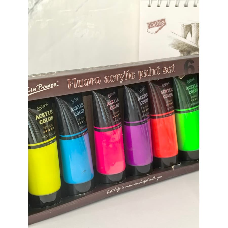 Uma peça frete grátis 75ML * 6 peças 6 cores conjunto de tinta acrílica arte coloração Material de pintura à prova d'águ