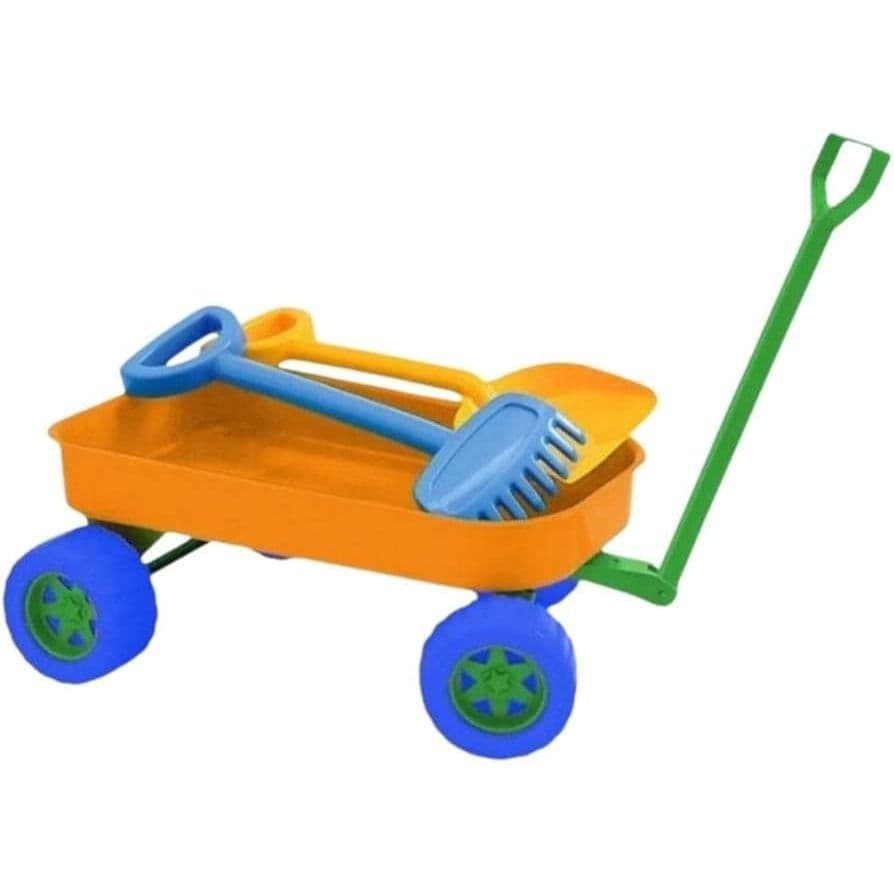 Carrinho Brinquedo Praia Carriola Beach Play Com Pá E Rastelo Areia Infantil