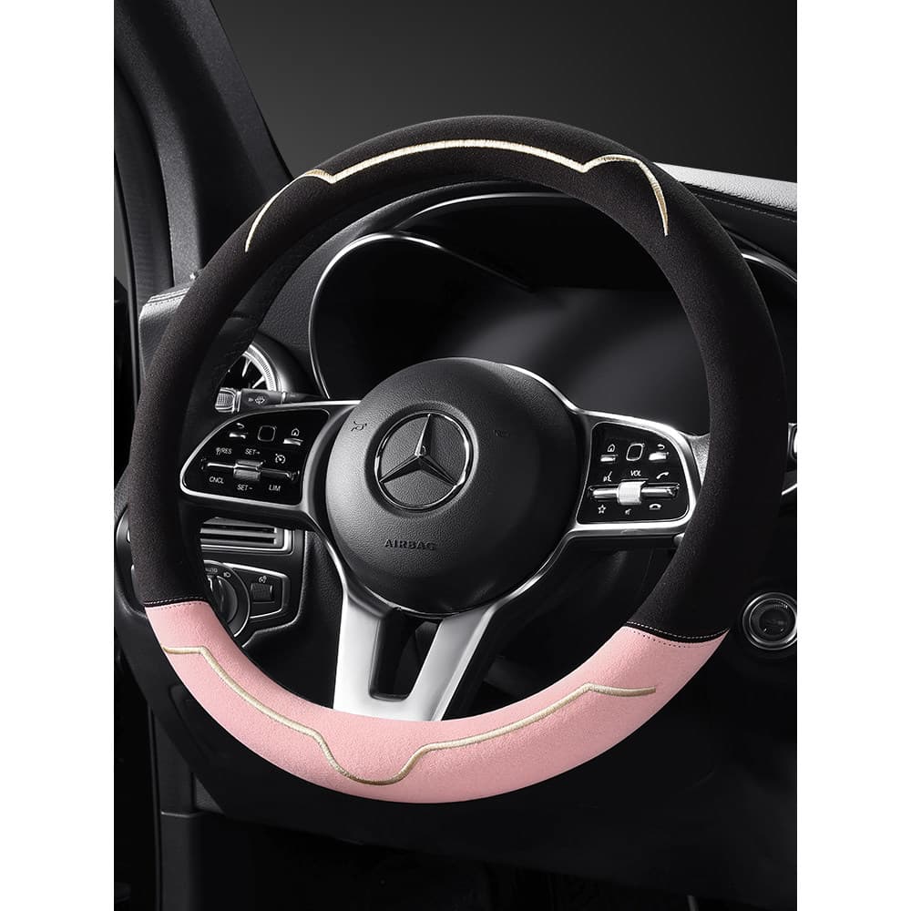 Capa de volante do carro quatro estações camurça Universal senhoras absorvente de suor verão Ultra-fino guiador capa inf