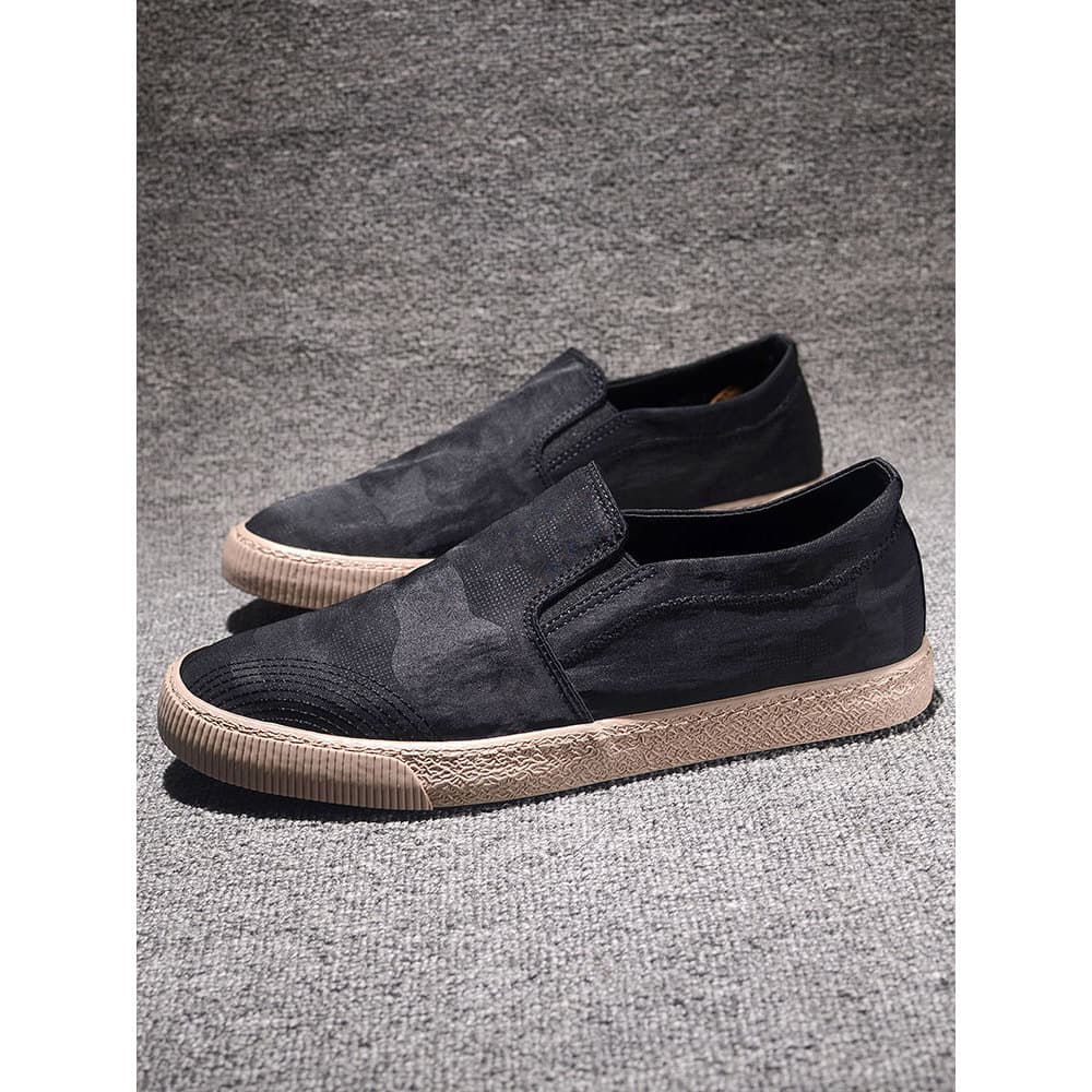 Velho pequim sapatos de lona de seda gelo primavera verão respirável um Pedal preguiçoso sapatos masculinos tênis casuai