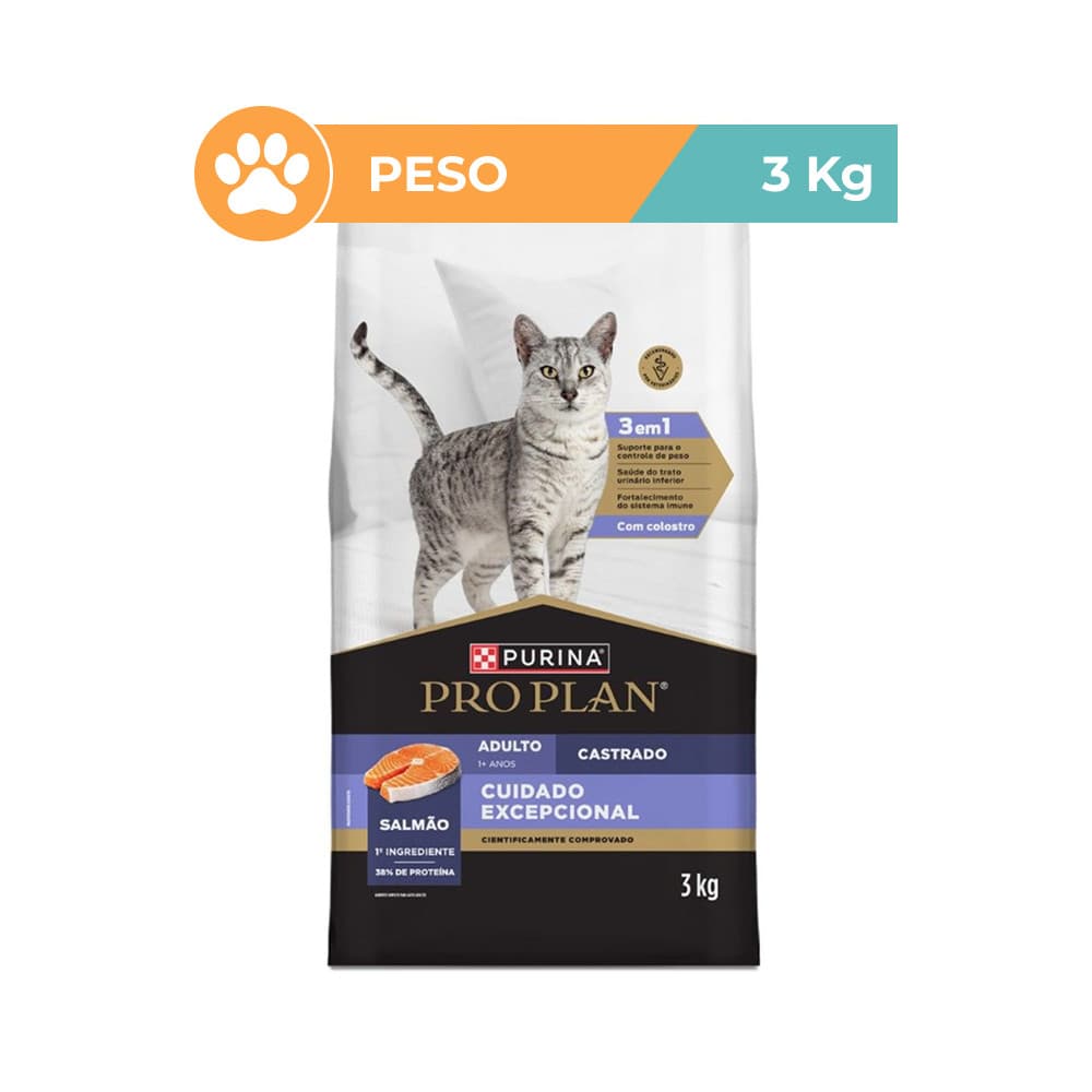 Ração Pro Plan Salmão Gatos Adultos 3kg Purina