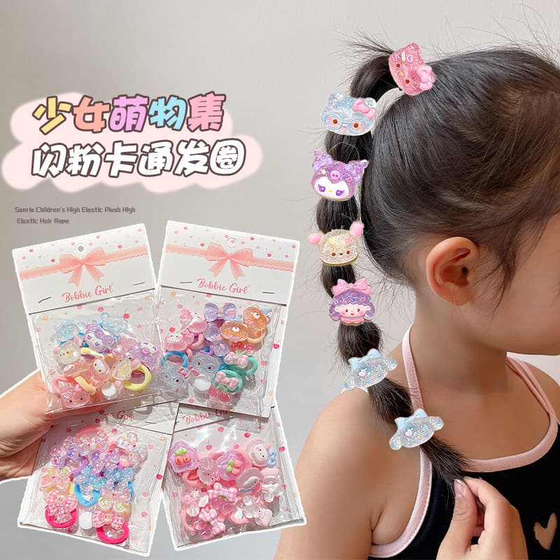 Laço de cabelo do polegar das crianças dos desenhos animados geléia cor faixa de borracha do bebê menina laço de cabelo