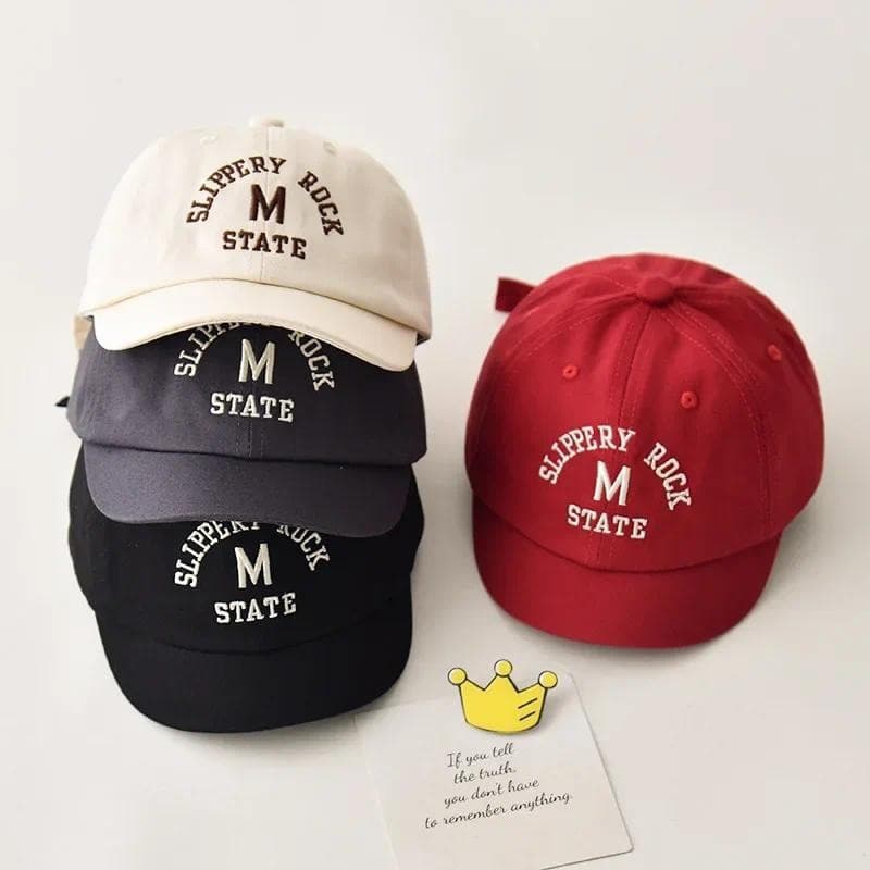Boné De Bebê Bordado Com Letras Coreanas , Beisebol De Algodão Para Meninos E Meninas , Cor Sólida , Chapéu De Pico Ajus
