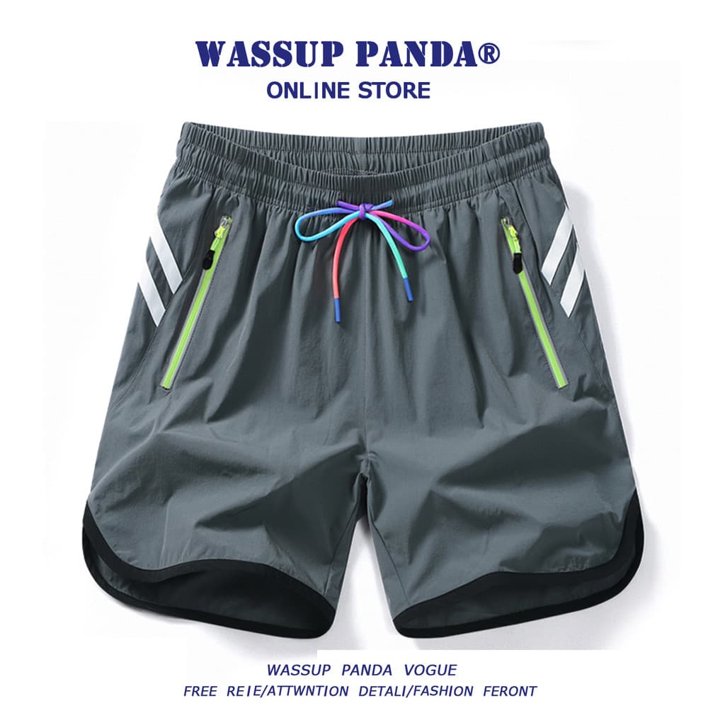 WASSUP PANDA Shorts esportivos de seda gelada de secagem rápida masculino verão solto respirável corrida Fitness treinam