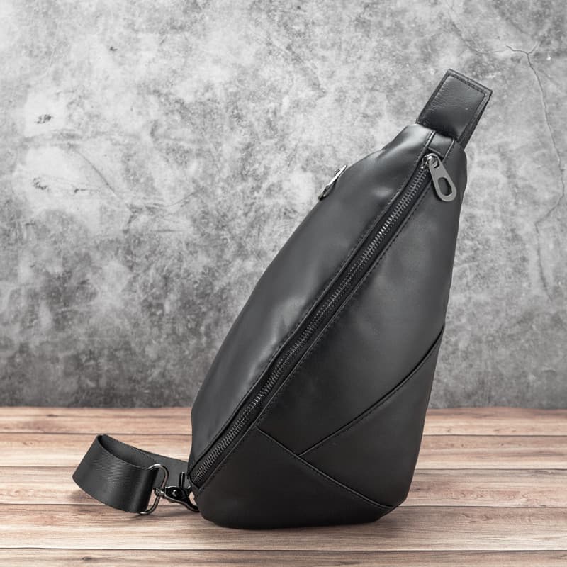 Bolsa de peito de couro genuíno masculina Casual na moda saco do mensageiro primeira camada bolsa de ombro mochila juven